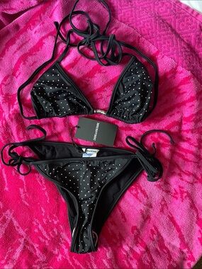 Zadig & Voltaire Black Studded Triangle Bikini